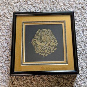 Professionally Handmade Framed Angel Man Evangelist St. Matthew Brass Rubbing
